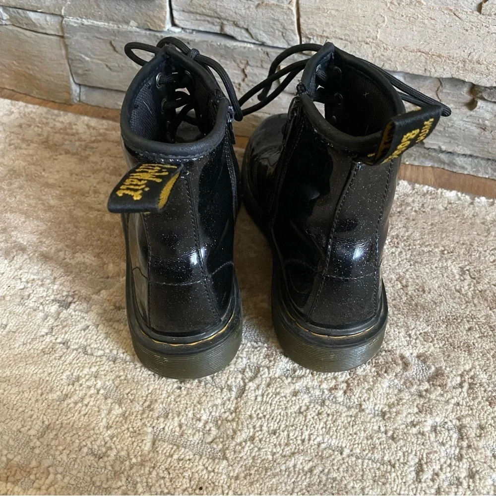 Dr. Marten 1460 Luana Glitter Boots Lace Up Combat Ankle Black Patent Leather: 3